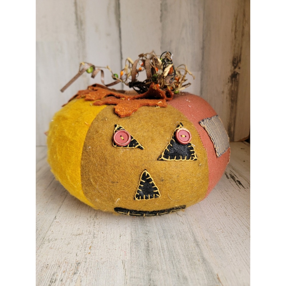 Felt pumpkin Jack O'Lantern Halloween home decor plush orange foliage